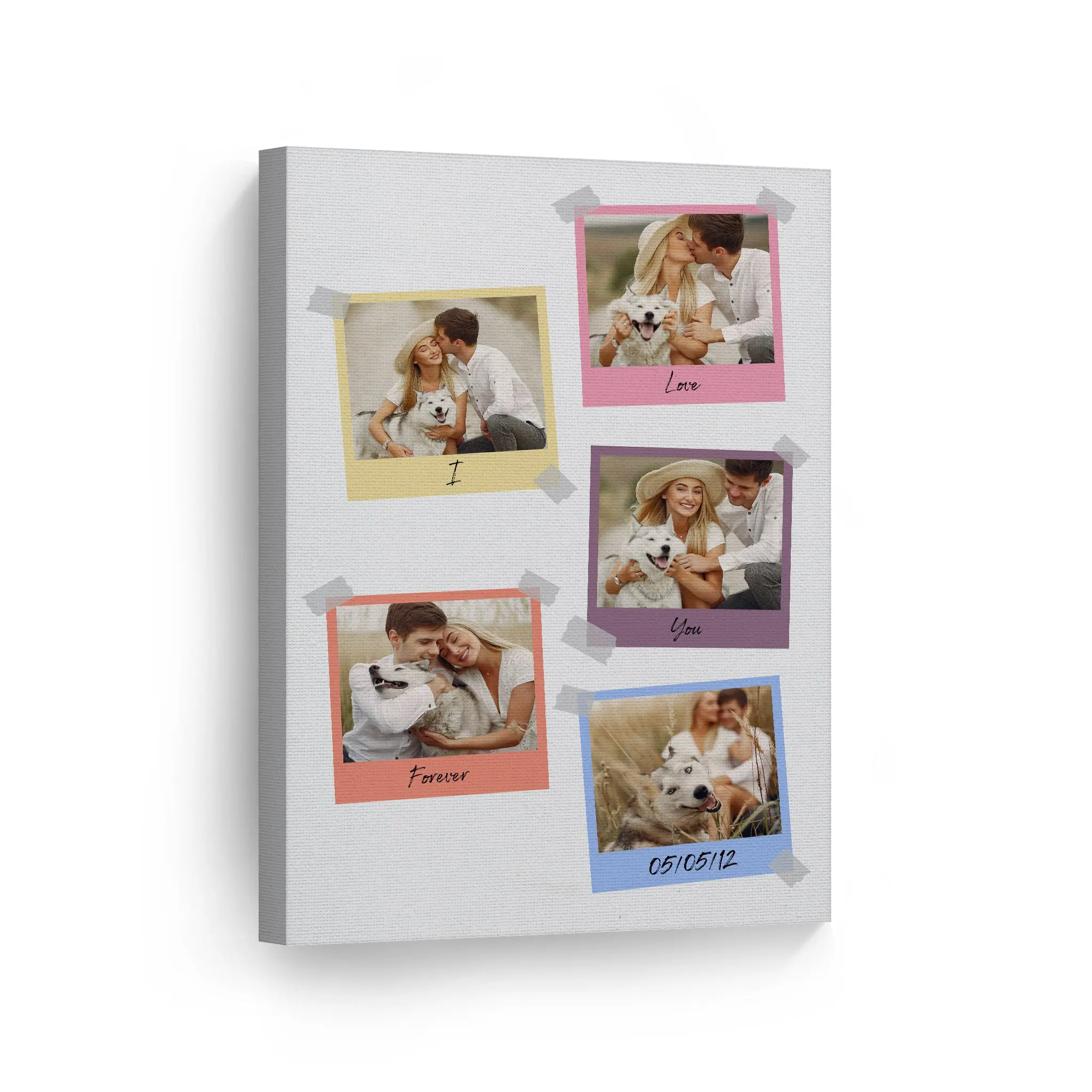 Personalized Gift Wall Art Custom Photo Collage with Colorful Polaroid Frames and Customized Text