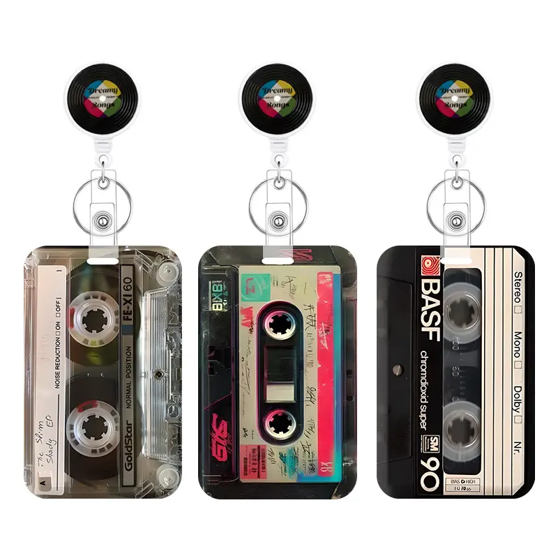 3-Piece Heavy-Duty Badge Clips with Retractable Reels - Vintage Tape ID Card Holder with Clip, Badge Reels for Nurses, Office Supplies Gift Key Card Holder, Nurse Badge Reel