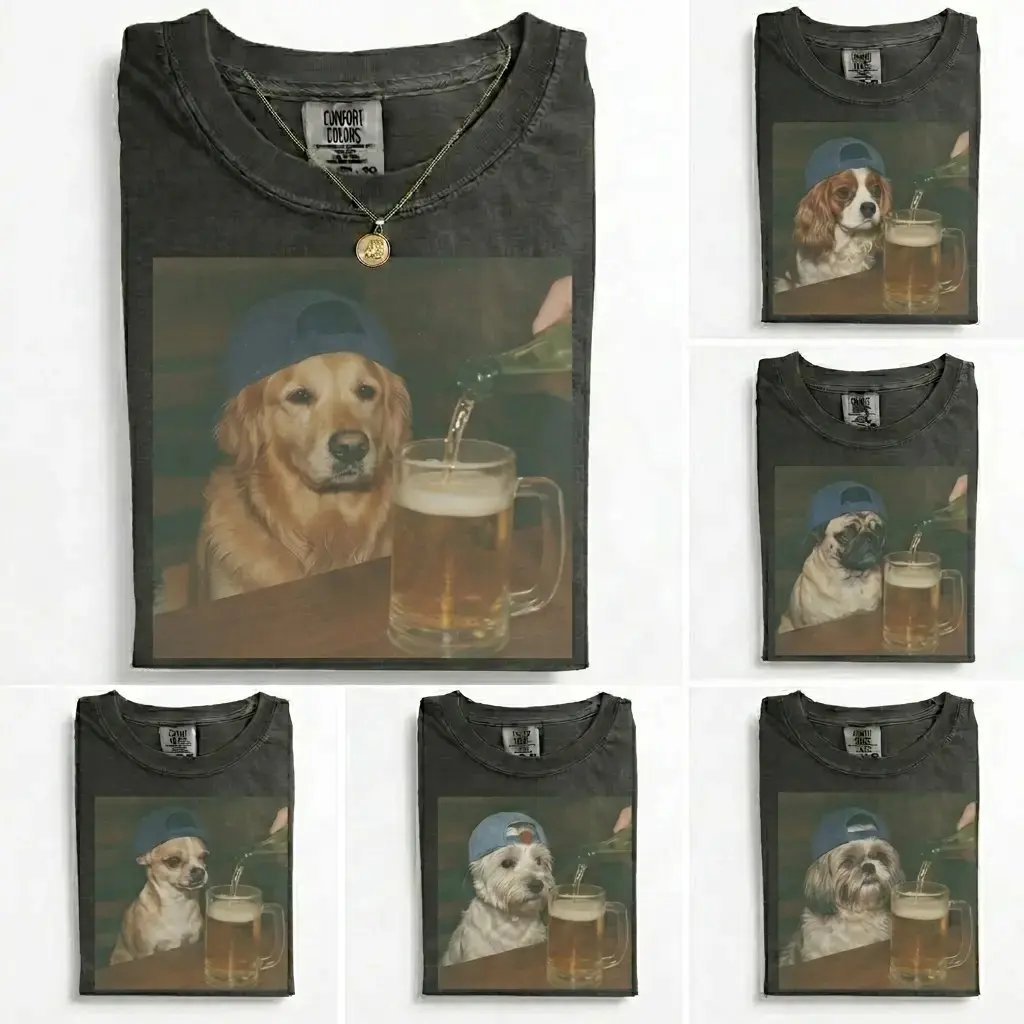 Comfort Colors 50+ Dog Breeds Available Beer Shirt, Funny Beer Dog Shirt, Custom Dog Breed Graphic Tee, Vintage 90s Dog Meme Shirt, Edgy Humor Pet Lover Apparel, Casual Streetwear Outfit, Funny Gift for Dog Lovers for Women & Men