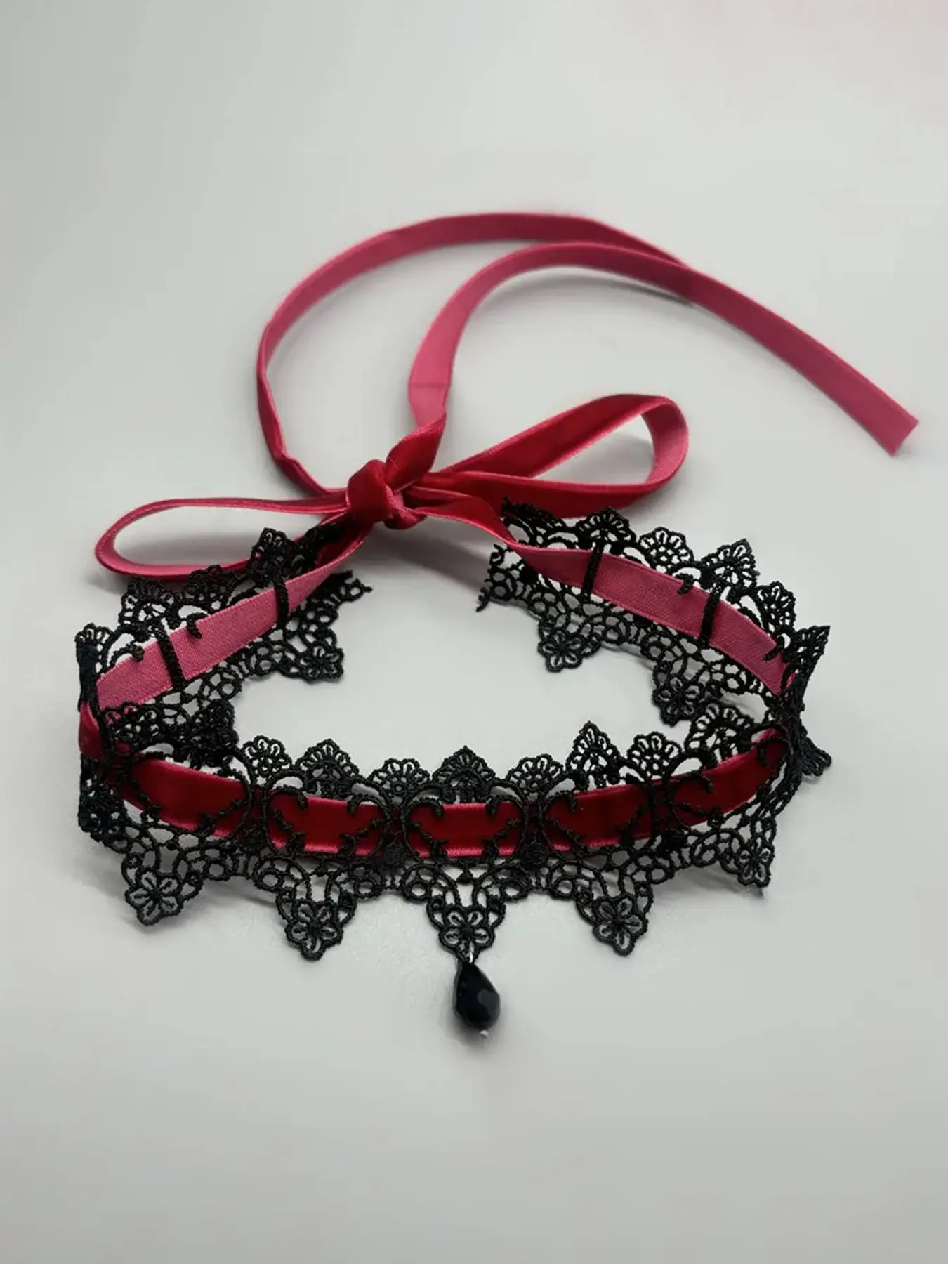Sexy Lace Flower Detail Necklace for Women Gothic Punk Velvet Collar Chain Choker Black Waterdrop Pendent Necklace Strap Bow Jewelry Choker Necklaces