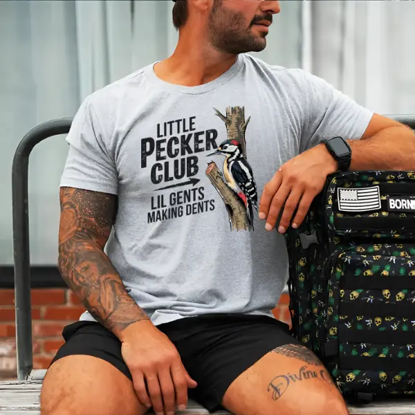 Little Pecker Club Shirt Funny Woodpecker T-Shirt Dirty Humor Graphic Tee Novelty Gift for Men Husband Boyfriend Dad Funny Country Bird Shirt