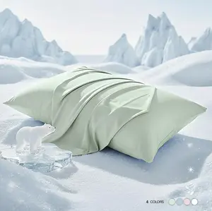 2 Pack Cooling Pillowcases, Cool Touch Silky Soft Covers for Hot Sleepers, Breathable & Gentle on Hair & Skin, Stay Cool All Night