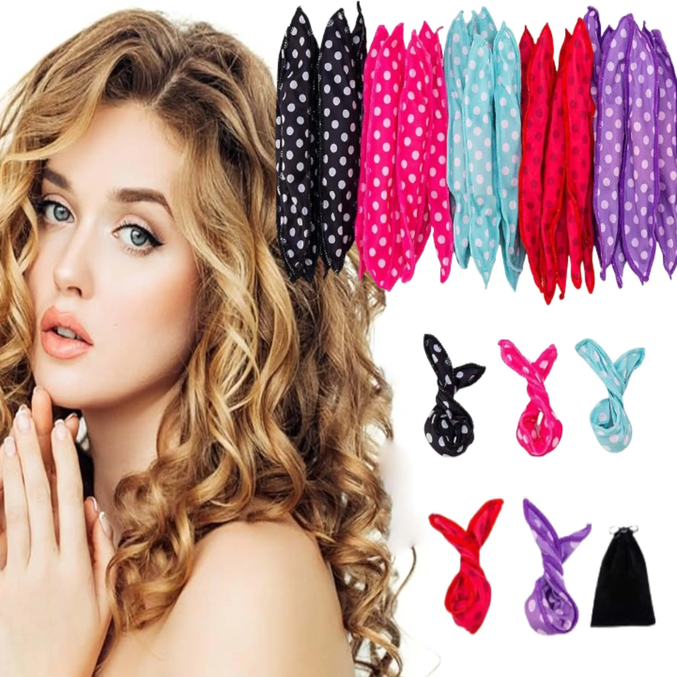 30 Piece Foam Hair Curlers No Heat Sleeping Soft Sponge Rollers Soft Sponge Pillow Curlers Rollers with Storage Bag Fashion Accessories