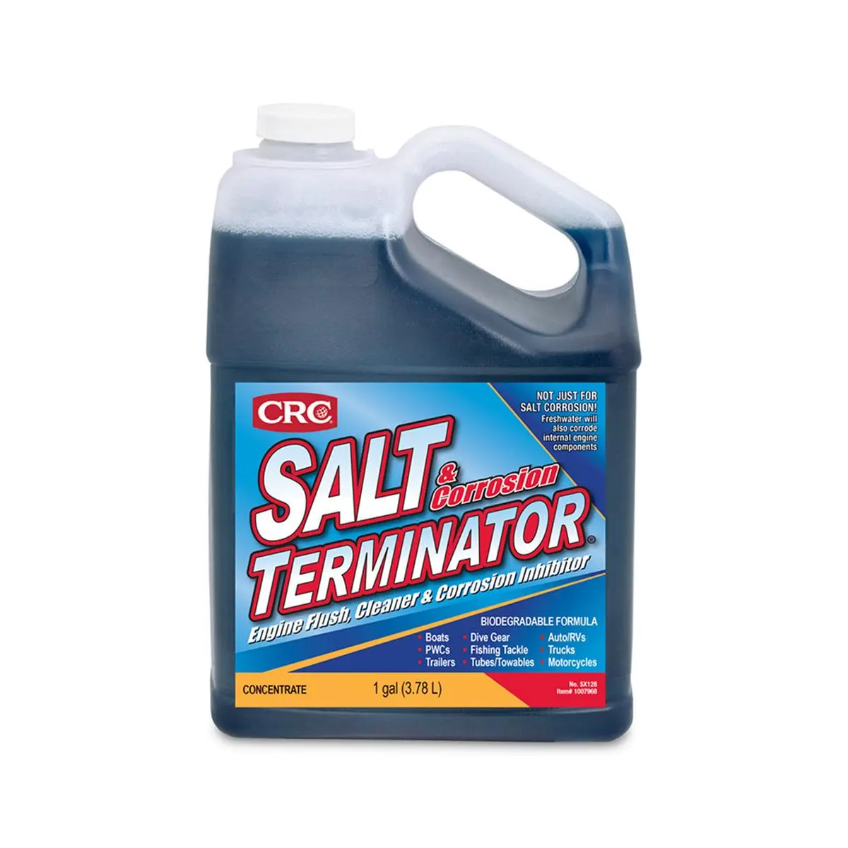 CRC Industries Salt Terminator, 1 Gal Liquid Engine Flush Cleaner & Corrosion Inhibitor with Protective Coating for Boats, PWCs, and Motorcycles, Tools, Patio Furniture, Trailers, Fishing Tackle