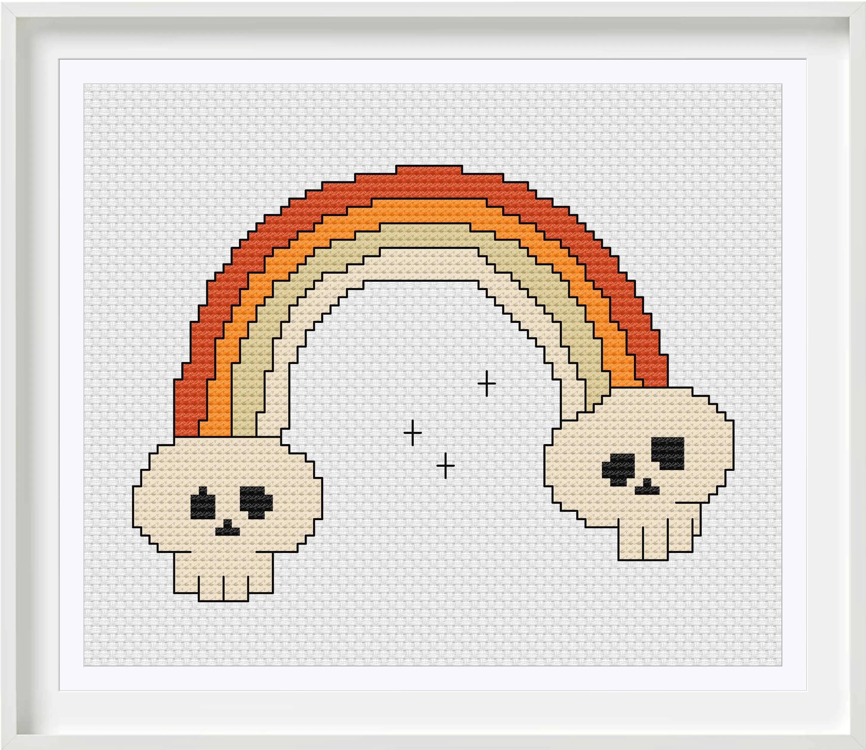 Halloween Rainbow Cross Stitch Pattern with Friendly Skulls - DIY Crafting Project