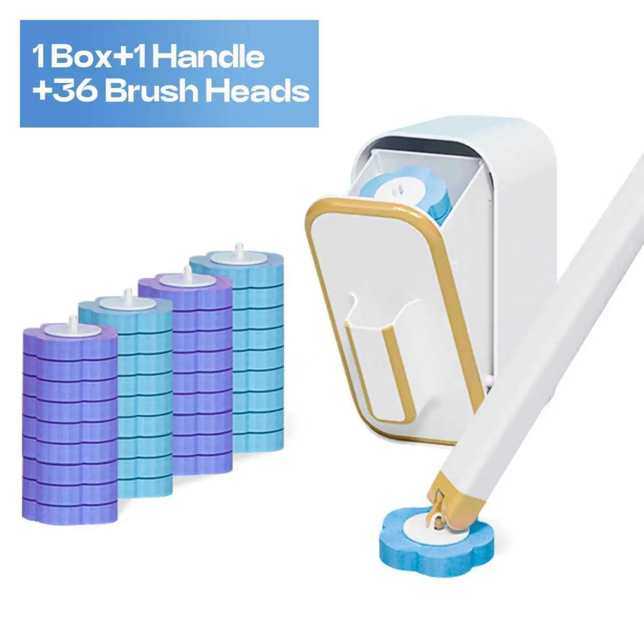 Luxury Hanging Wall-Mounted Toilet Brush & Plungers Set, Removable Cleaning Tool with 36 Ocean & Lavender Disposable Toilet Brush Heads for a Hygienic and Fresh Bathroom