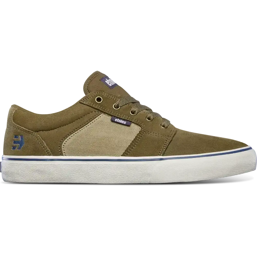 ETNIES Barge LS Skate Shoes - STI Comfort Level 1 Insole, Heathy Armored Collar, Slim Vulcanized Style, Suede Canvas Material, Casual, Athletic