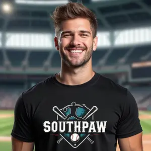 BASEBALL SOUTHPAW T-Shirt - Everything Baseball Sports Gift - Adult S-5X Short Sleeve Tee Shirt