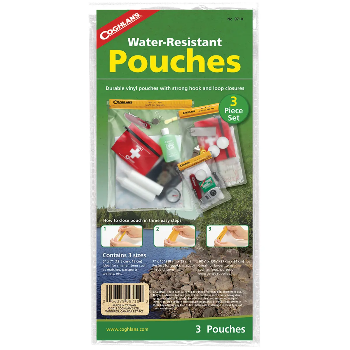 Coghlan's 3-Piece Water-Resistant Pouches, Camping Travel Emergency Gear Storage Bags