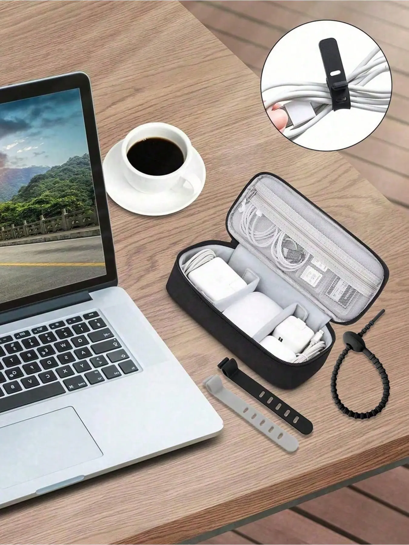 1 electronic product storage travel bag, multi compartment digital storage bag with zipper closure, suitable for portable electronic accessories such as charging cables, external hard drives, power banks, etc. (zipper random color)