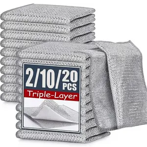 Stainless Steel Wire Dishcloth, 2/10/20pcs Durable Thick Cleaning Cloth Stainless Steel Rag, Multipurpose Dish Rags for Washing Dishes, Kitchen Cleaning Supplies