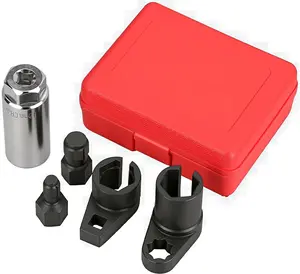 DURATECH 5PCS O2 Oxygen Sensor Socket Thread Chaser Set, 3/8" 1/2" Drive x 7/8" 22mm Oxygen Sensor Remover O2 Sensor Removal Tool Kit #SpringGlowUp，Compatible with all car models