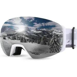 FEISEDY Magnetic Ski Goggles for Men Women Youth Frameless Snow Goggles 100% UV Protection Snowboard Goggles B0020