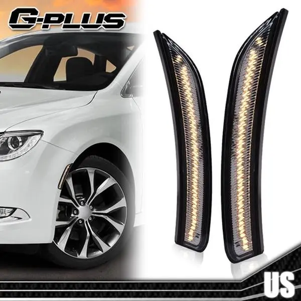 G-PLUS Smoked Lens LED Side Marker Lights - Brand New and High Quality Car Accessories, Direct Replacement Car Side Lamp for 2015-2017 Chrysler 200 (With Manufacturer's Part Number)