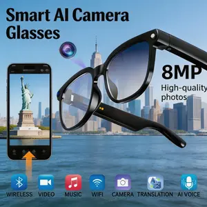 Smart AI Camera Glasses 8MP | Photochromic UV Protection | Hands-Free Video Recording for Hiking Travel | 160+ Languages Real-Time Translation