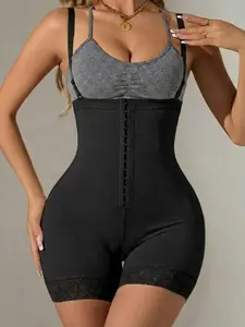 1 Count Women's Lace Trim Anti-Slip Open Bust Shapewear, Colombian Shapewear, Adjustable Hook & Eye Waist Cincher, Zipper Crotch Convenient Design Bodysuit, High Waist Breathable Jumpsuit, Ideal for Daily, Casual & Formal Occasions Underwear
