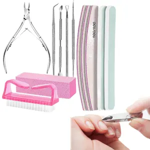 12Pcs Manicure Tools Kit with Nail Files 100/180, Nail Buffer Block, Cuticle Nippers, Cuticle Trimmer, Cuticle Pusher, Nail Tools, Nail Kit, Pedicure & Manicure Tools, Nail Prep Kit, Manicure Kit for Women