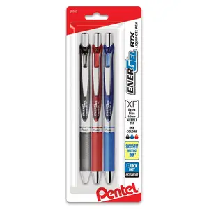 Pentel EnerGel RTX Retractable Liquid Gel Pens, 0.3mm to 0.7mm, Assorted Ink 3-Packs