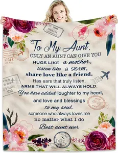 Aunt Gifts Blanket, Best Aunt Ever Gifts, Gifts for Aunt from Nephew, Niece, Aunt Gifts from Niece, Soft Comfortable Flannel, Birthday Gifts Ideas for Aunt Blankets Throw
