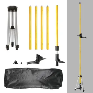 Huepar Portable Tool: 12 Ft/3.7M Adjustable Telescoping Laser Level Pole with Tripod, 1/4-Inch by 20-Inch Mount, 5/8"-11 Threaded Adapter for Rotary & Line Lasers - LP36A