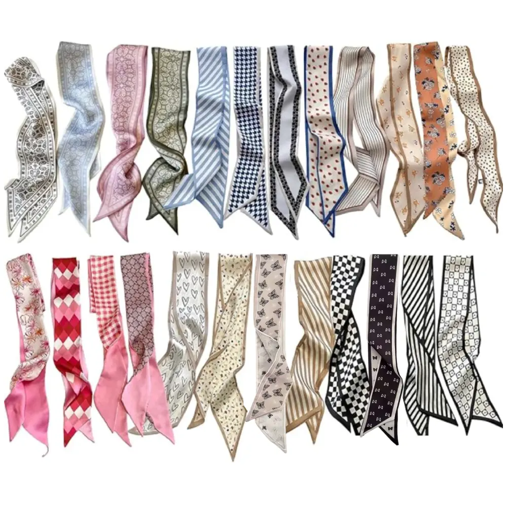 24pcs Fashion Scarves for Women Multifunctional Neck Scarves Purse Scarf Headbands for Bags Hair Accessories