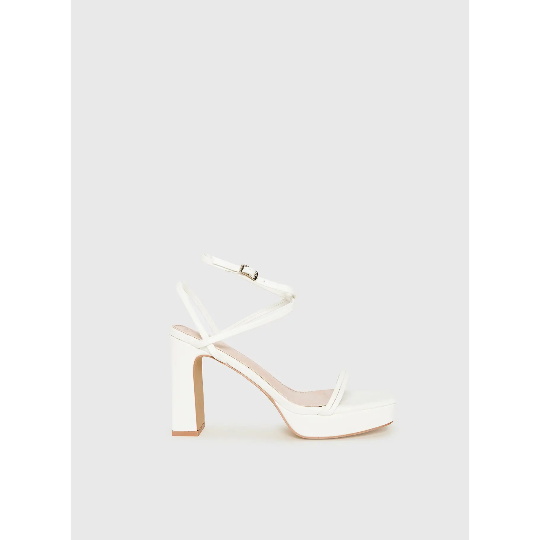 Tessie Ankle Strap Heels Matte White