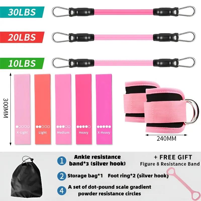 Padded Ankle Cuffs Resistance Bands Set - Resistance Band Workout Gym Equipment, At Home Gym Gear for Leg Workouts, Hip Exercises & Full Body Fitness Training, Padded Straps