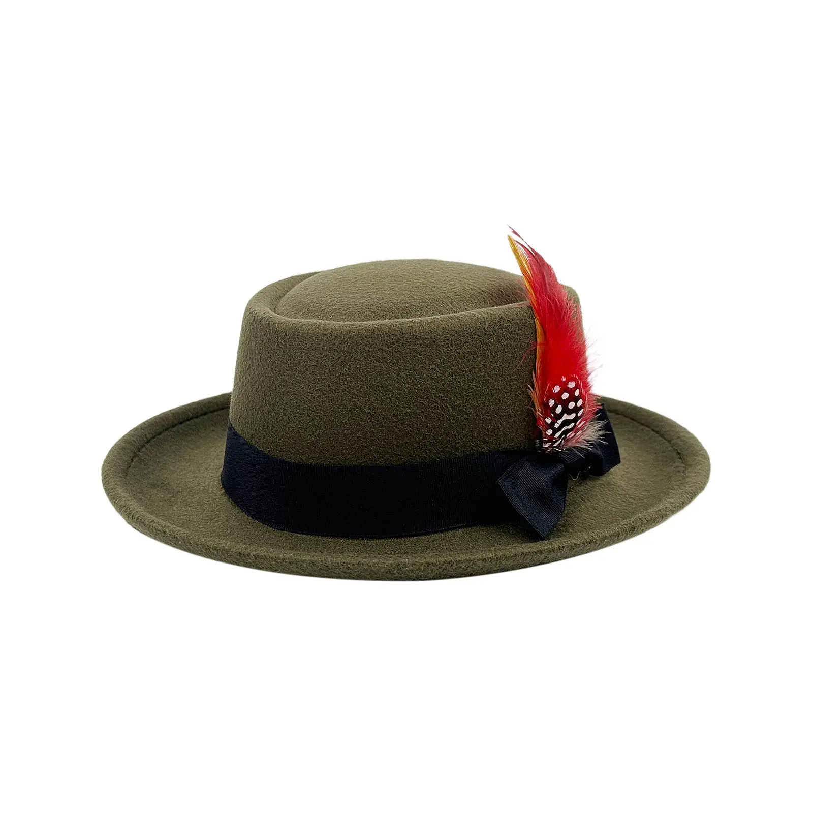 Wool Felt Fedora Hat Vintage Boho Pork Pie Jazz Style Detachable Belt Adjustable felt fedora - TikTok Shop main image 2