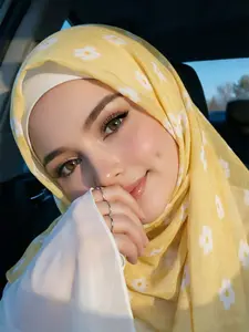 1pc Floral Print Headscarf, Breathable Fashionable Modest Hijab, Elegant Summer Scarf, Ultra-Lightweight Balik Saree Fabric, Perfect for All Occasions