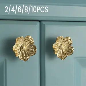 Vanity Pull Handles, Floral Design Brass Cabinet Knobs, Vintage Decorative Hardware, Kitchen & Bathroom Faucet Accessories, Cabinet Knobs And Pulls