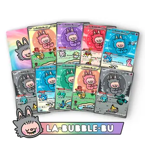 La-Bubble-Bu Pokémon Fan Art Cards | Cute Collectible Labubu-Inspired Series | 7 Unique Pastel Designs | Perfect Pokémon Gift for Fans & Collectors | Limited Edition Artist Series