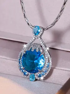 Exquisite Imitation Crystal Necklace for Women Water Drop Design, Fashion Pendants, Elegant Bridal Wedding Jewelry Gift, Perfect for Parties & Birthdays, Anniversary Present