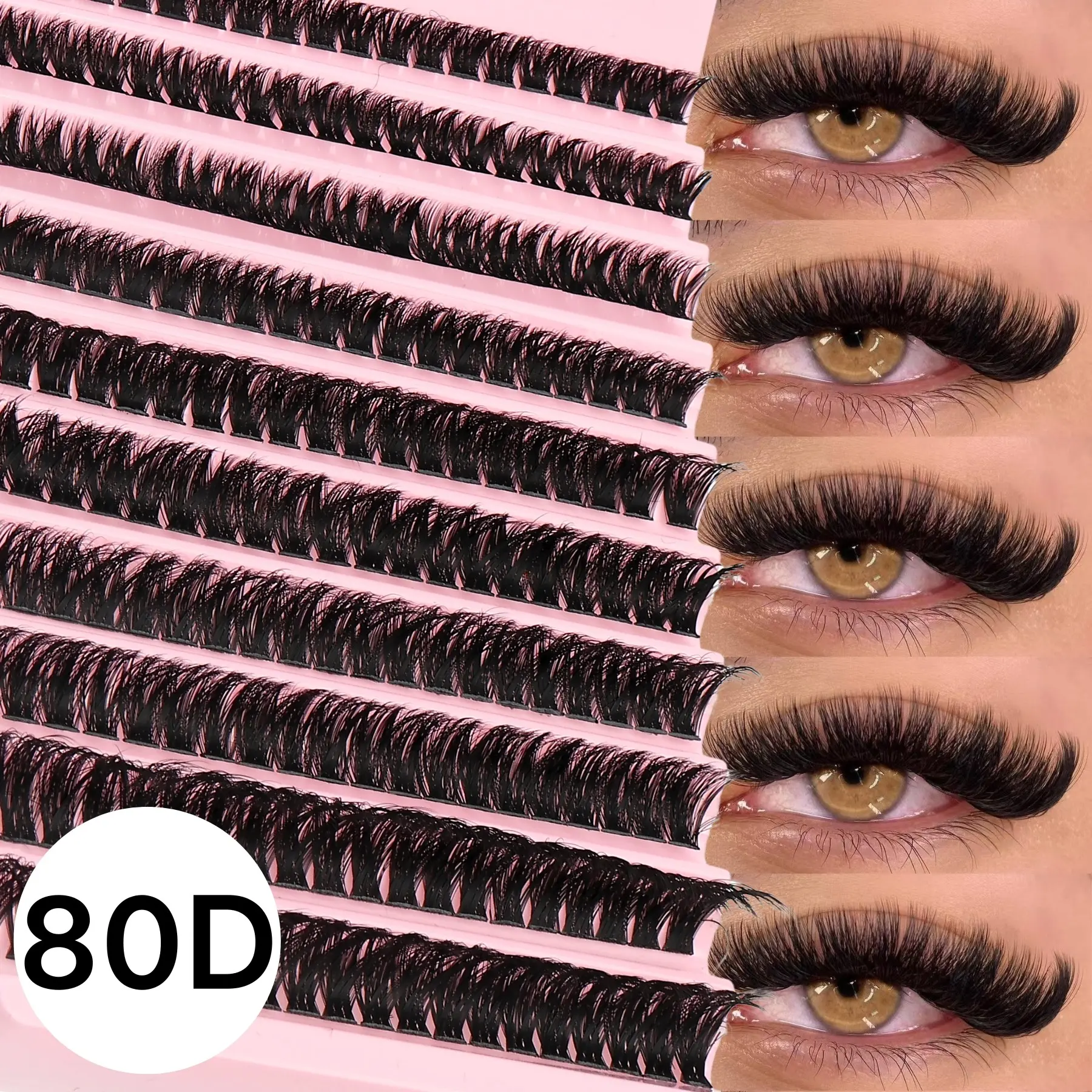 200pcs Individual Eyelash Clusters D Curl 8-16mm Wide Stem DIY Natural Look, Extra Thick Reusable Individual Eyelash Extension Kit for Self Use At Home Or On-The-Go for Daily Life, Cosmetic false lashes, Diy False Eyelashes