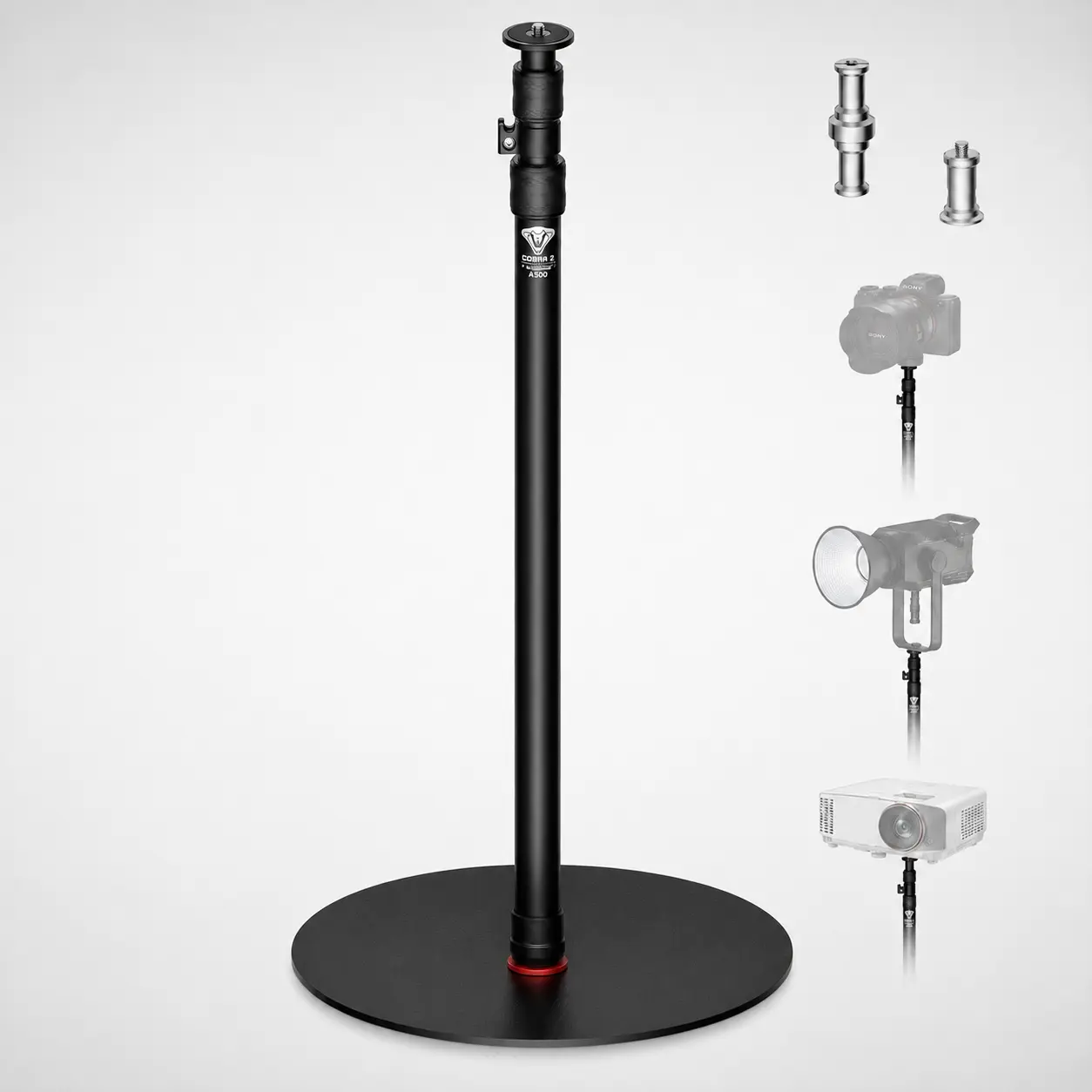 iFootage RB-A500 Heavy Duty Round Base Light Stand 79" Monopod | Telescoping Monopod with 22lbs/10kg Load Capacity, Space-Saving Tripod Alternative for Camera Video Light LED Panel Streaming