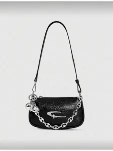 Women's Square Crossbody Shoulder Bag Y2K Metal Style PU Leather with Metal Star and Ball Chain Strap Daily Commuting Gift Handbag Crossbody Fashion Bag Stylish Crossbody Bags