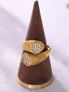 Women's Fashion Snake Shaped Zirconia Ring, Adjustable Stainless Steel Pvd Plated Jewelry, Casual Daily Wear Accessory