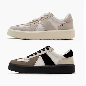 Men's Chunky Platform Sneakers, Retro Patchwork Suede & Mesh Casual Shoes, Comfortable Soft Sole Non-Slip Durable Skate Shoes for Men