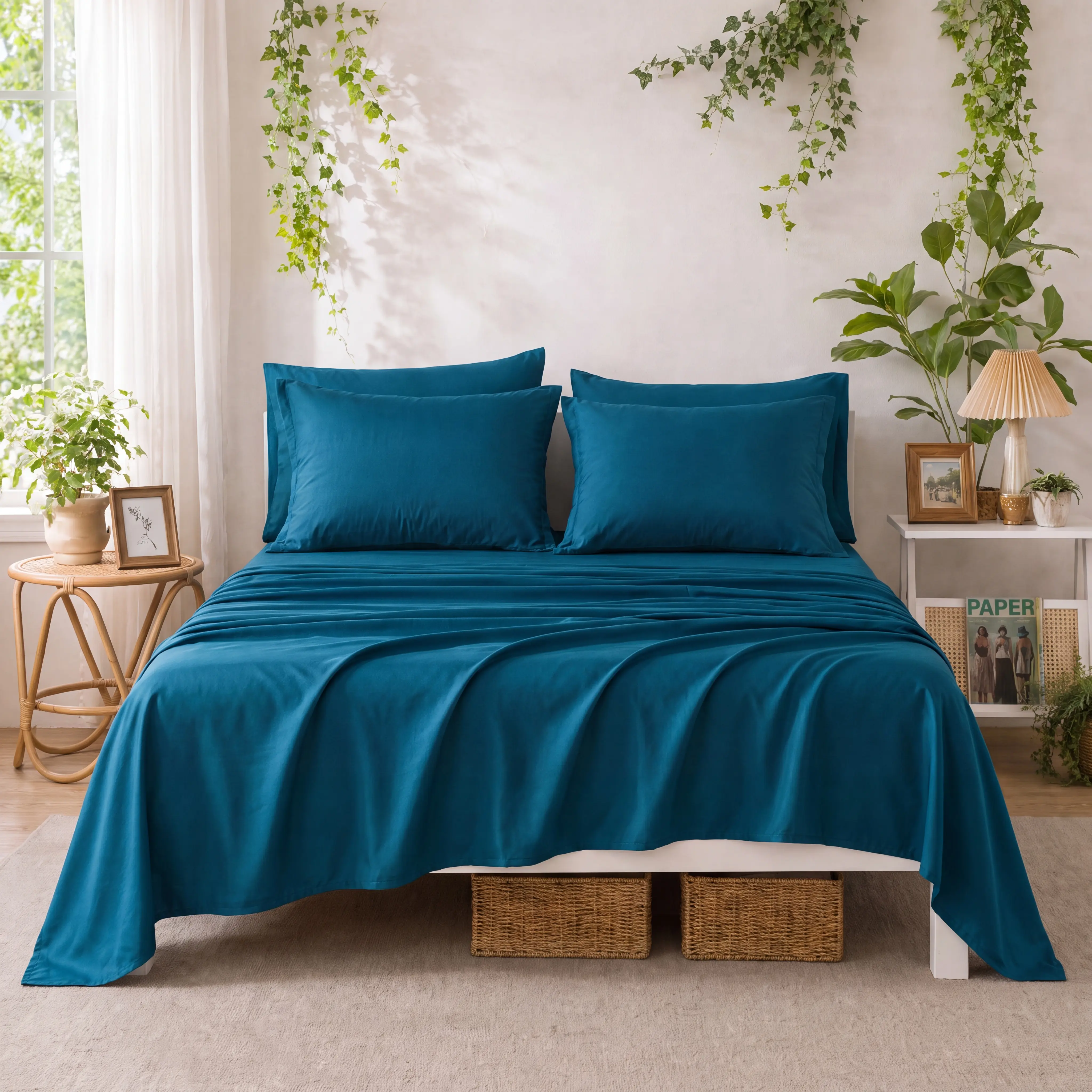 Cosybay Sheet Set Twin/Twin XL/Full/Queen/King Size- 15" Deep Pocket Fitted Sheet & Flat Sheet & Pillowcases, Hotel Luxury & Breathable & Machine Washable, Double Stitching, Wrinkle Free Halloween & Christmas & Back to School Dorm & Family Essential