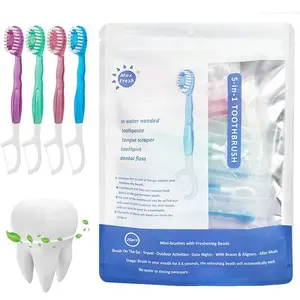 5-in-1 Mini Travel Toothbrush Portable Kit – 26 Pack Disposable Toothbrushes with Built-In Toothpaste, Floss & Tongue Scraper, Compact Oral Hygiene Set for Work, Travel, Dating, Business Trips, Mini Purse Must-Have & Smart Gift Teeth Cleaner