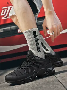 1 Pair Men's Mecha-Style Full Air Cushion Running Sneakers, Cushioned running shoes, Future Tech Style, Mecha Line Design + Full PU Air Cushion + Non-Slip Outsole, Running Fitness / Outdoor Activities / Urban Commute, Cushioned & Rebound