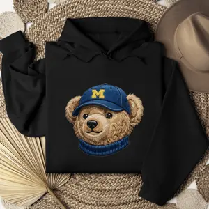 EMBROIDERED Michigan Bear cute Shirts, Unisex Hoodie Sweater Comfort Colors