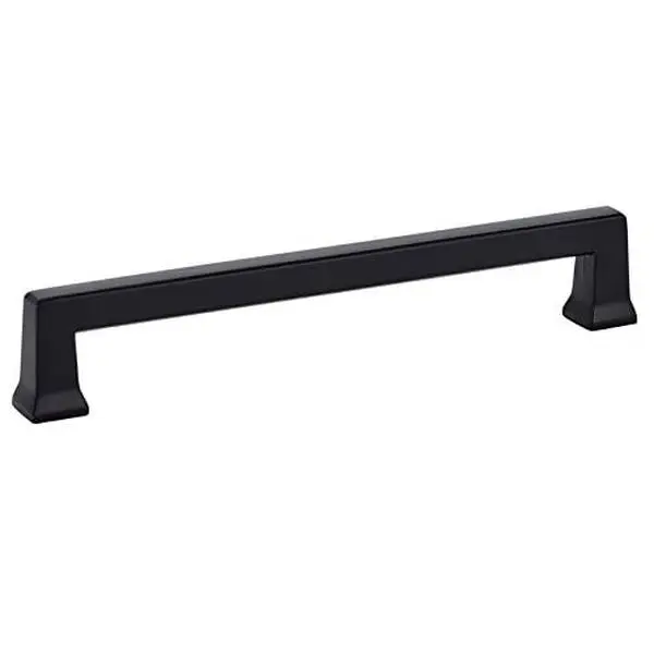 Emtek 86426US19 Art Deco 6 in. Alexander Cabinet Pull - Flat Finish Flat Black Door Handle