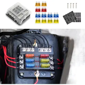 6 Way 12V Fuse Box, Waterproof Fuse Box Holder with LED Indicator Waterpoof Cover, Waterproof Boat Fuse Panel for 12V-32V Automotive Truck Boat RV Van Vehicle