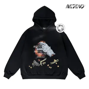 Vintage Graphic Hoodie, Unisex Oversized Pullover Sweatshirt, 400GSM Heavyweight Cotton, Rhinestone Streetwear Hoodie, Casual Comfort Fit SpringStatements Long Sleeve Soft
