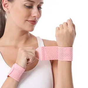 Sports Wristband Adjustable Wrist Supporting Brace Band Injury Wrap Wristband Bandage Strap Gym Wrist Protector Breathable Perforated Material Lightweight Design