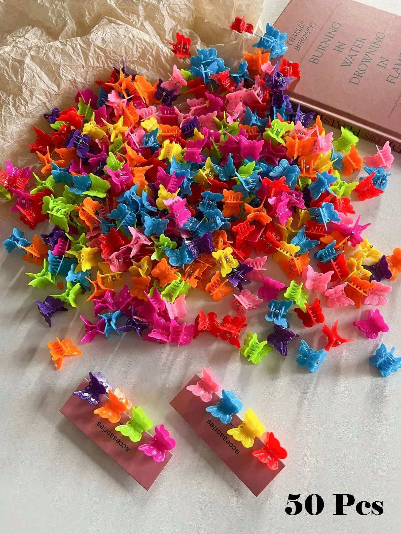 Random Color Butterfly Design Mini Hair Claws, Cute Colorful Hair Claws, Fashion Hair Accessories for Women & Girls, Mini Size, Hair Clips