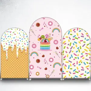 Rainbow Cake Sweets Arch Backdrop Cover for Candy Theme Party