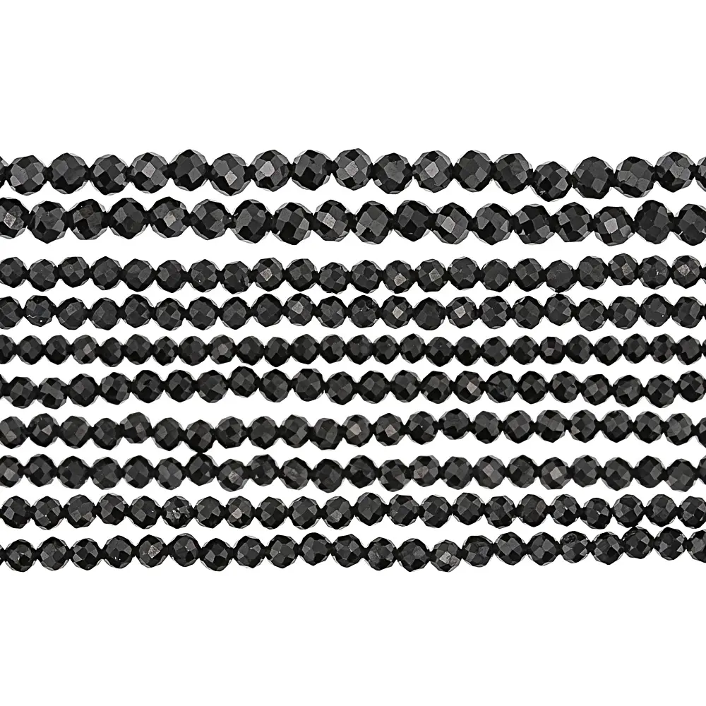 JTV Black Spinel Faceted Round appx 2-3mm Bead Strand Set of 10 appx 12-12.5"