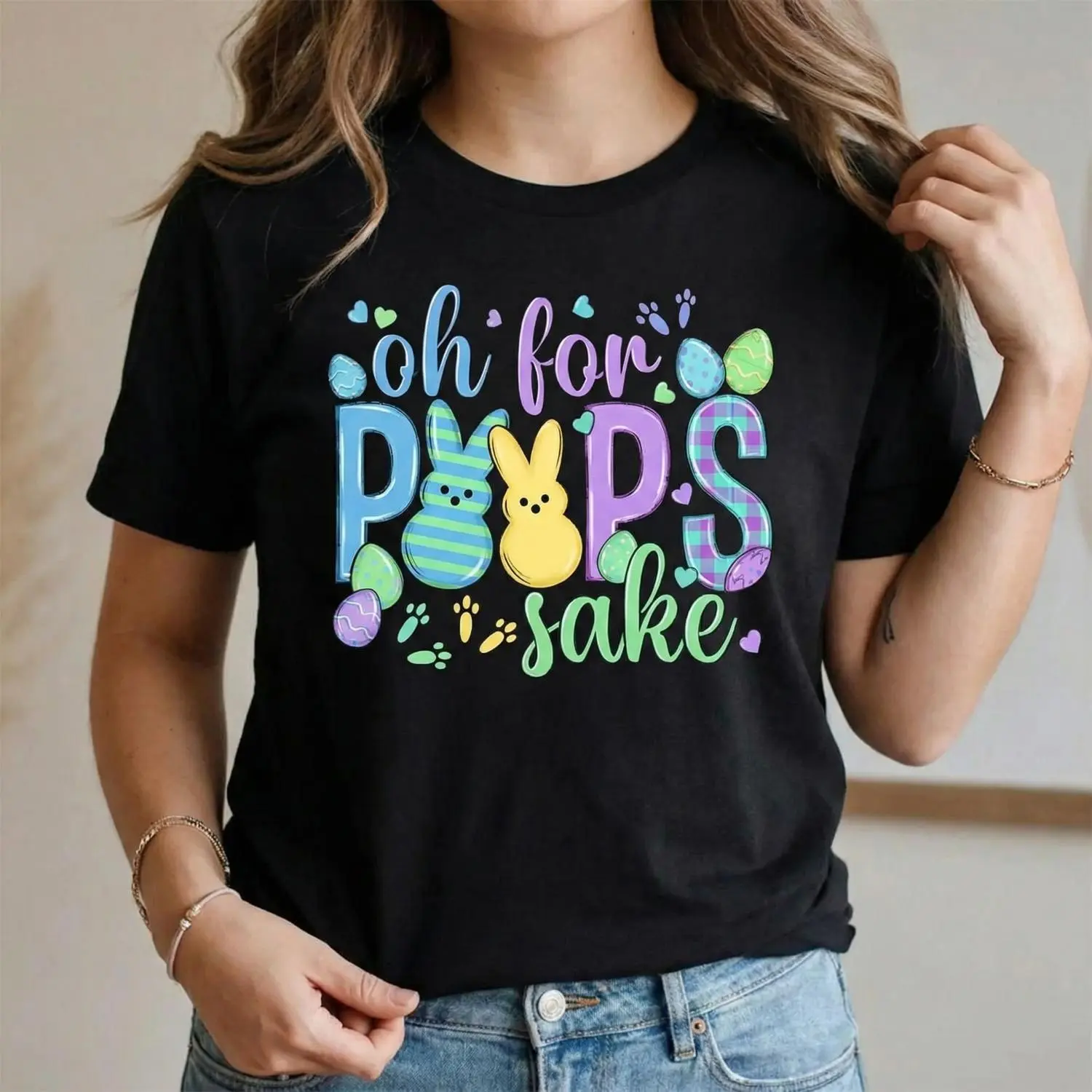 Celebrate Easter with a Comfortable Cotton Rabbit Graphic Tee Featuring Bold Easter Bunny Design Perfect for Casual Summer Wear and Holiday Festivities