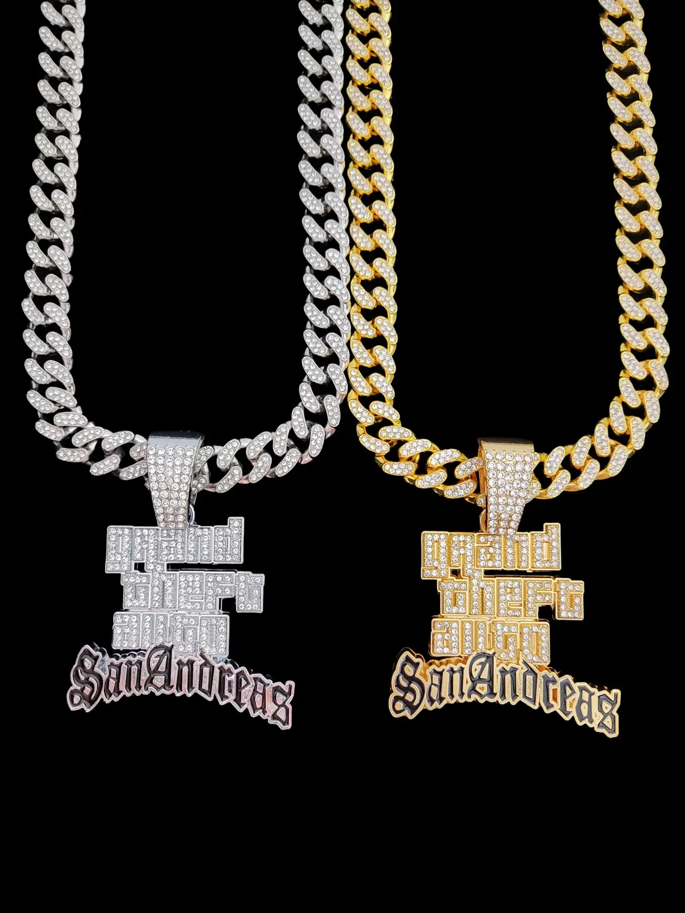 Men Hip Hop Punk Vintage Letter Pendant Necklace with Miami Cuban Chain, Street Style Hip Hop Rock Jewelry for All Seasons, Cuban Necklaces, Cuban Link Chain, Chunky Necklace, Alloy Necklace